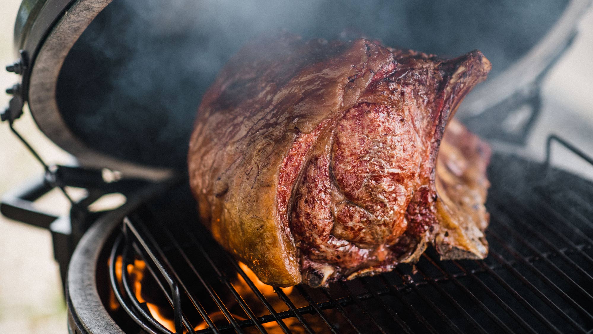 Large Big Green Egg rib of beef