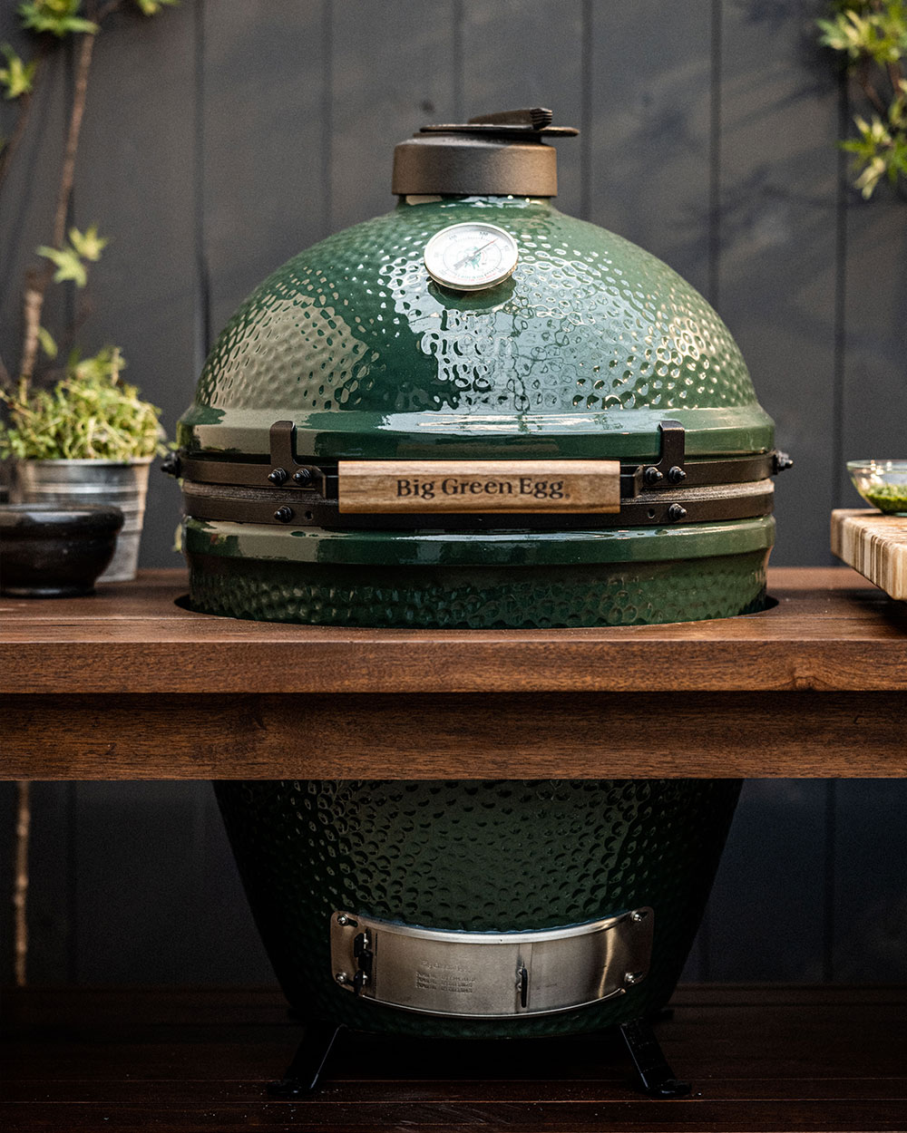 Large Big Green Egg and Premium Mahogany Table