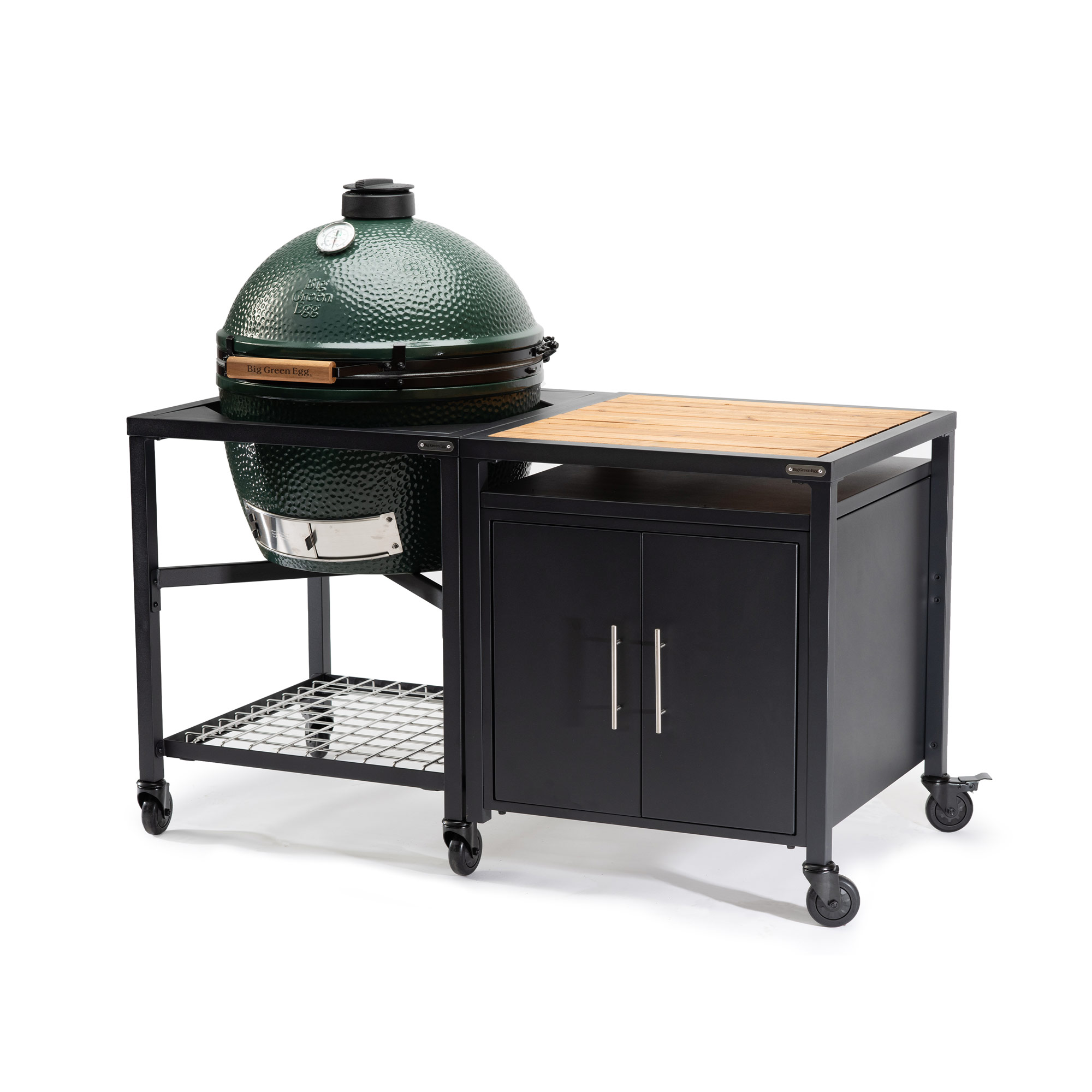 XL Big Green Egg in a Modular Nest and Acacia Expansion Cabinet