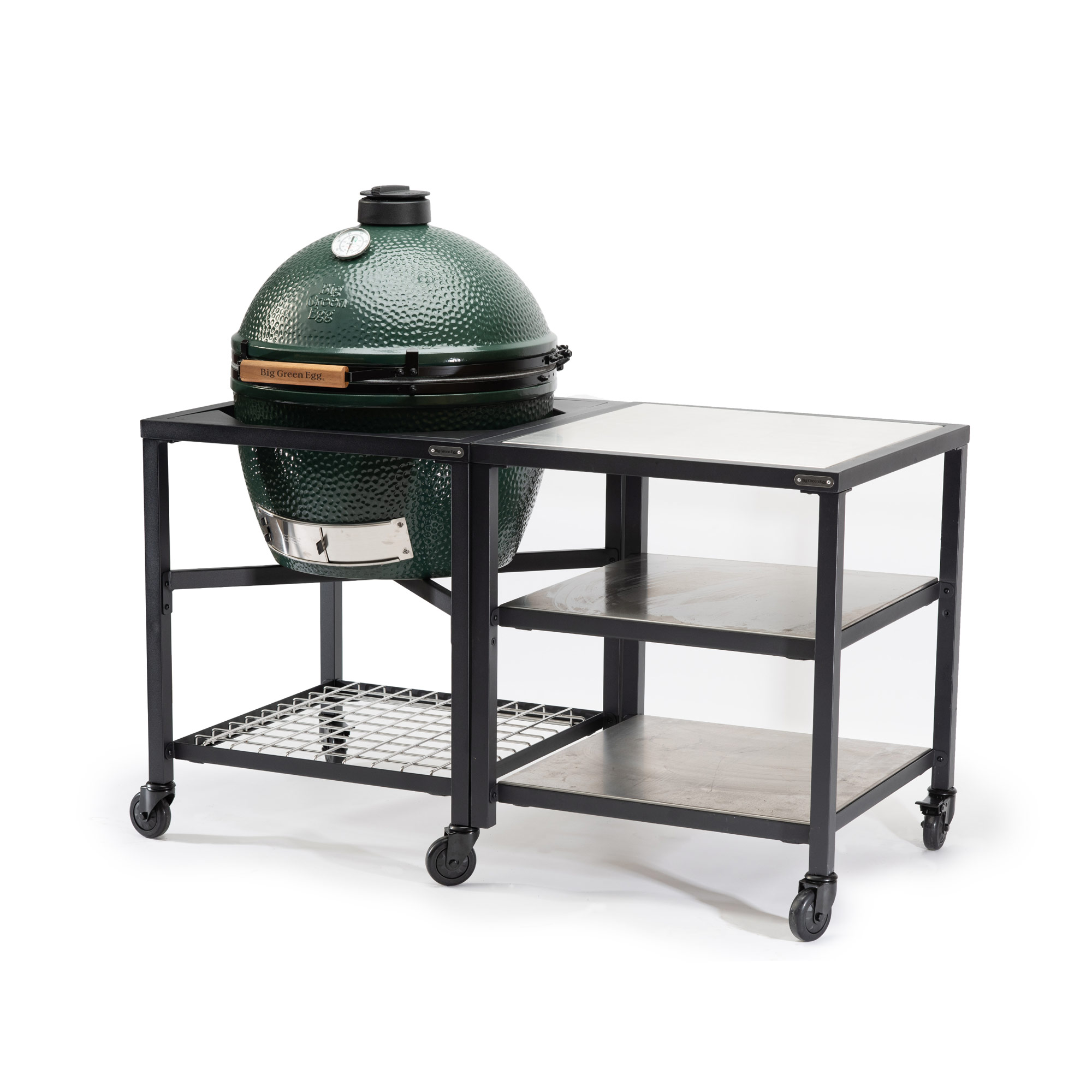 XL Big Green Egg in a Modular Nest Expansion frame with Stainless Steel inserts