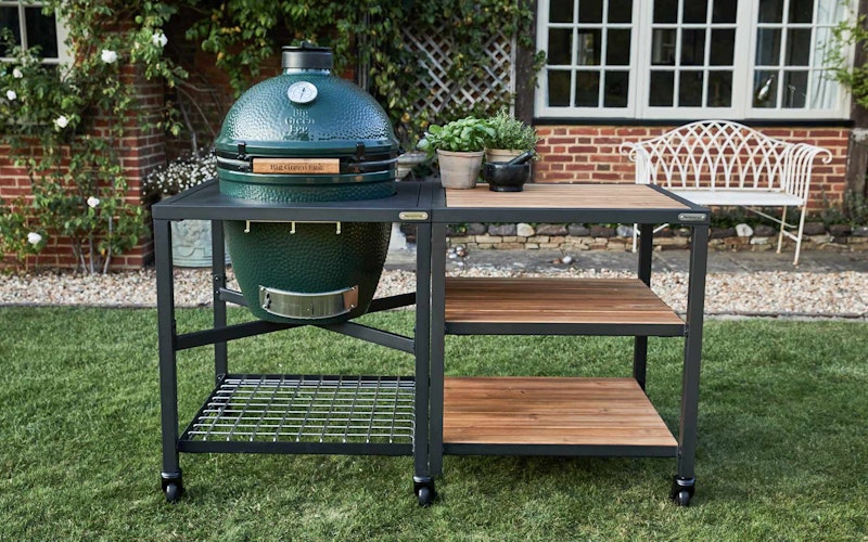 Large Big Green Egg in a Modular Nest in Acacia Expansion Frame