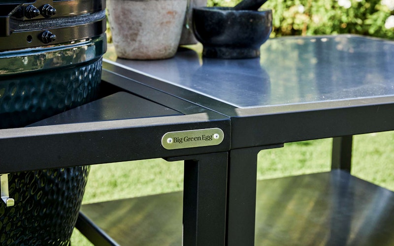 XL Big Green Egg in a Modular Nest Expansion frame with Stainless Steel inserts