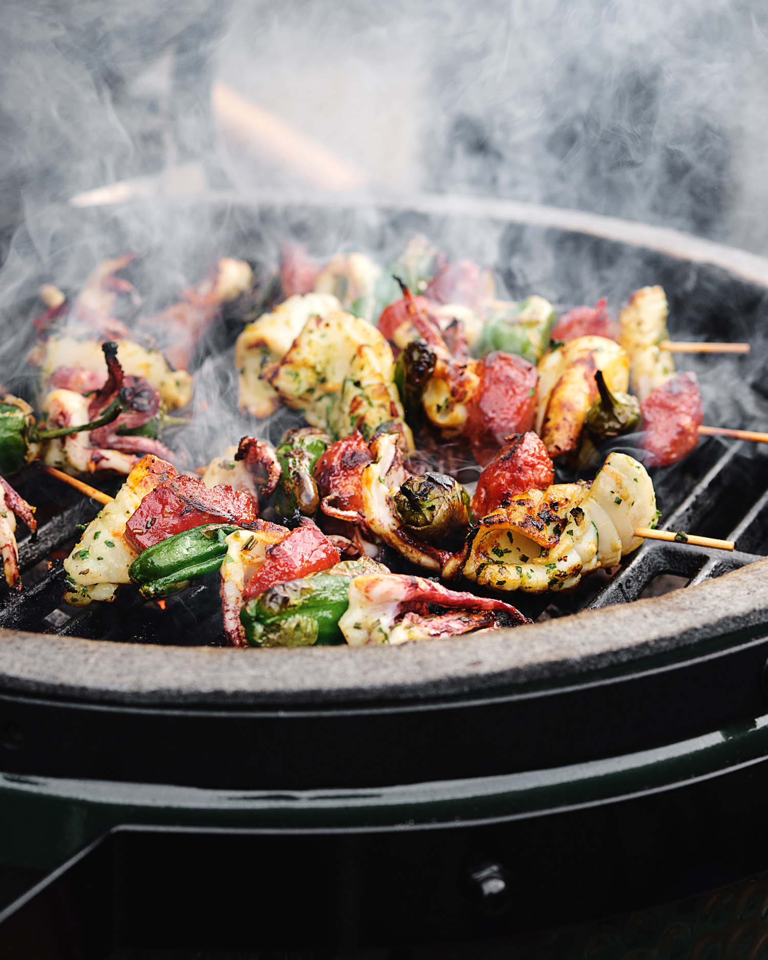 Squid & Chorizo Skewers | Tom Kerridge Outdoor Cooking | Big Green Egg