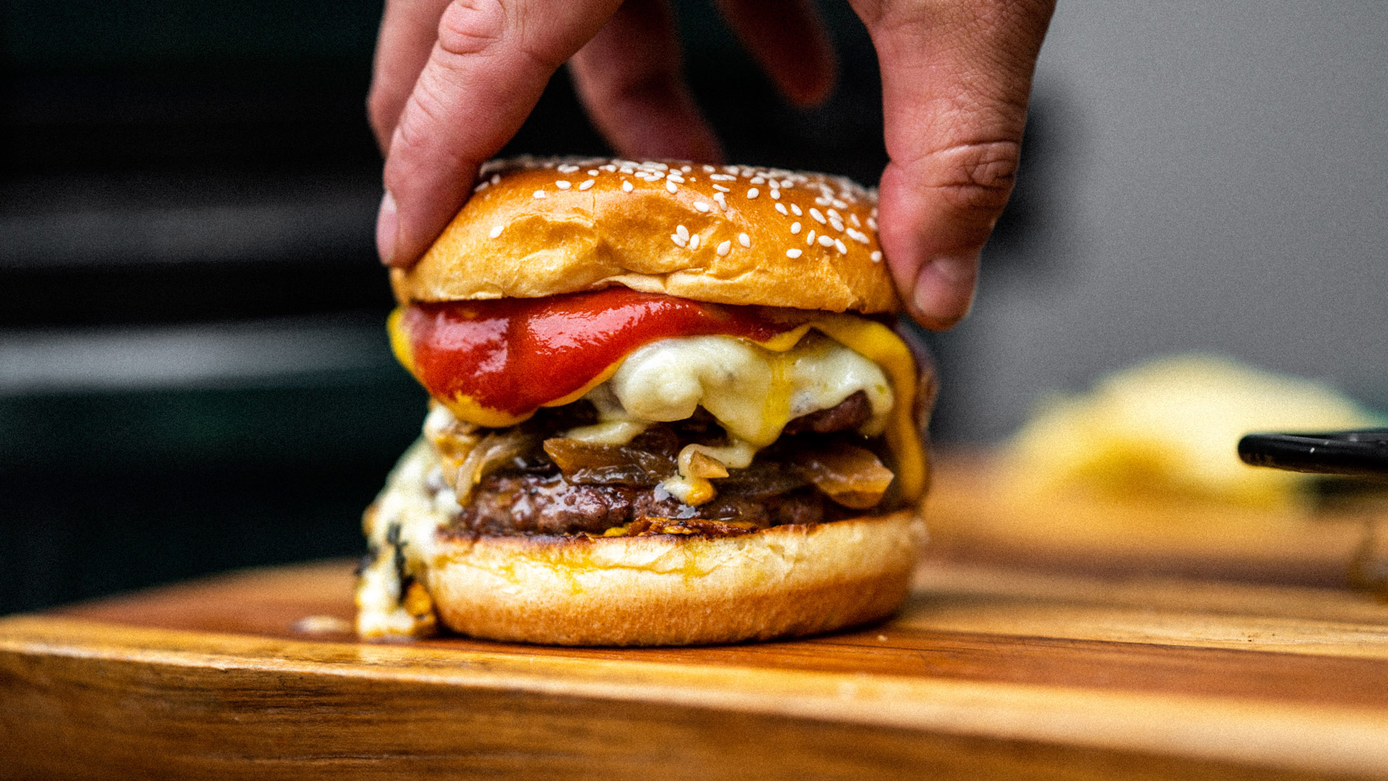 Smash Beef & Bone Marrow Burgers with Cornish Yarg and Sticky Stout Onions | Beef Recipes | Grilling | Big Green Egg
