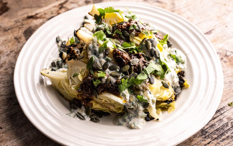 Hispi Cabbage with Jalapeño Buttermilk and Ancho Dressing | Dirty Cooking Recipes | Big Green Egg