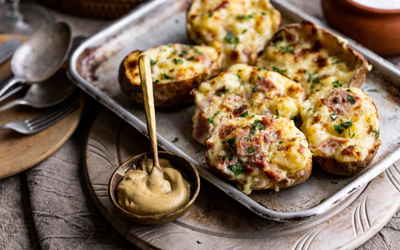 Filled Baked Potato with Tartiflette or Shallot, Bone Marrow and Rosemary | Recipes | Big Green Egg