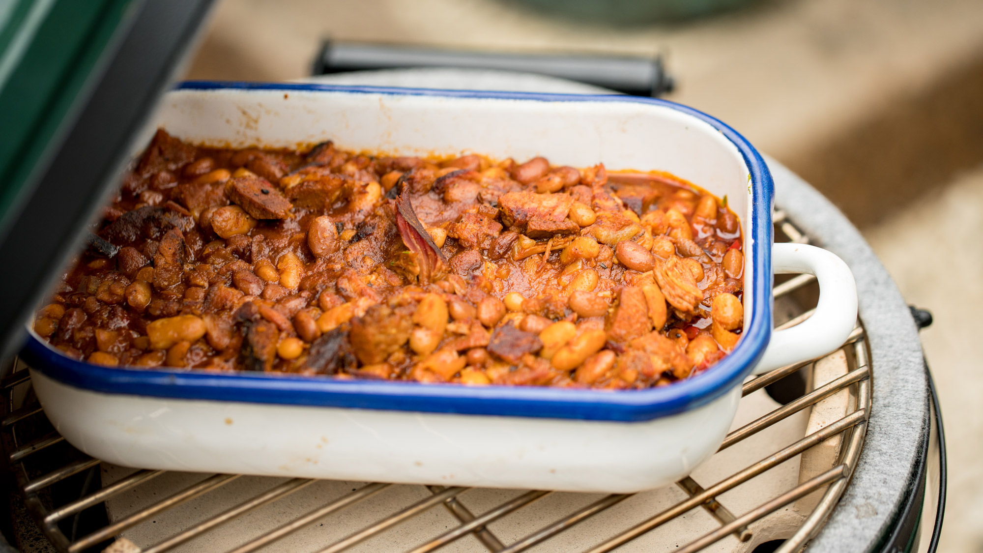 Campfire Beans | Beef Pork Recipes | Pan Cooking | Big Green Egg