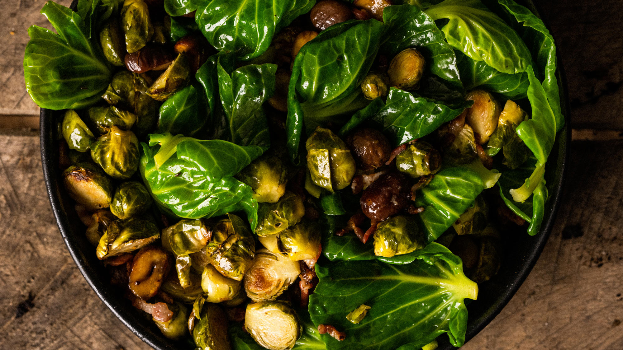 Pancetta and chestnut Brussel sprouts 