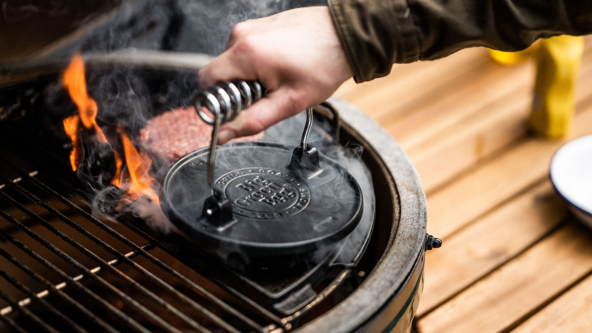 Cast Iron Burger Grill Press | Utensils | Accessories | Big Green Egg