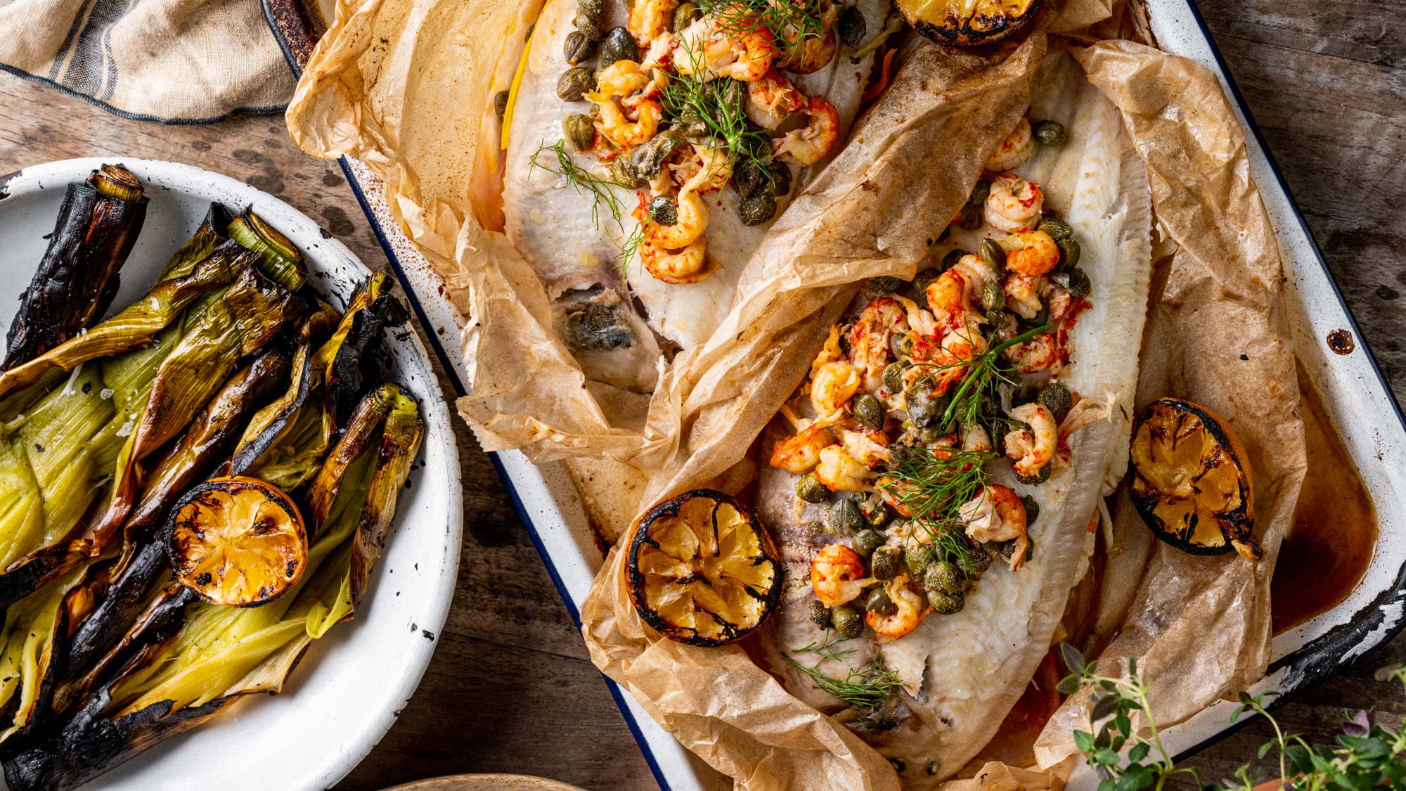 Dover Sole En Papillote with Crayfish and Caper Butter | Fish recipes | Roasting | Big Green Egg