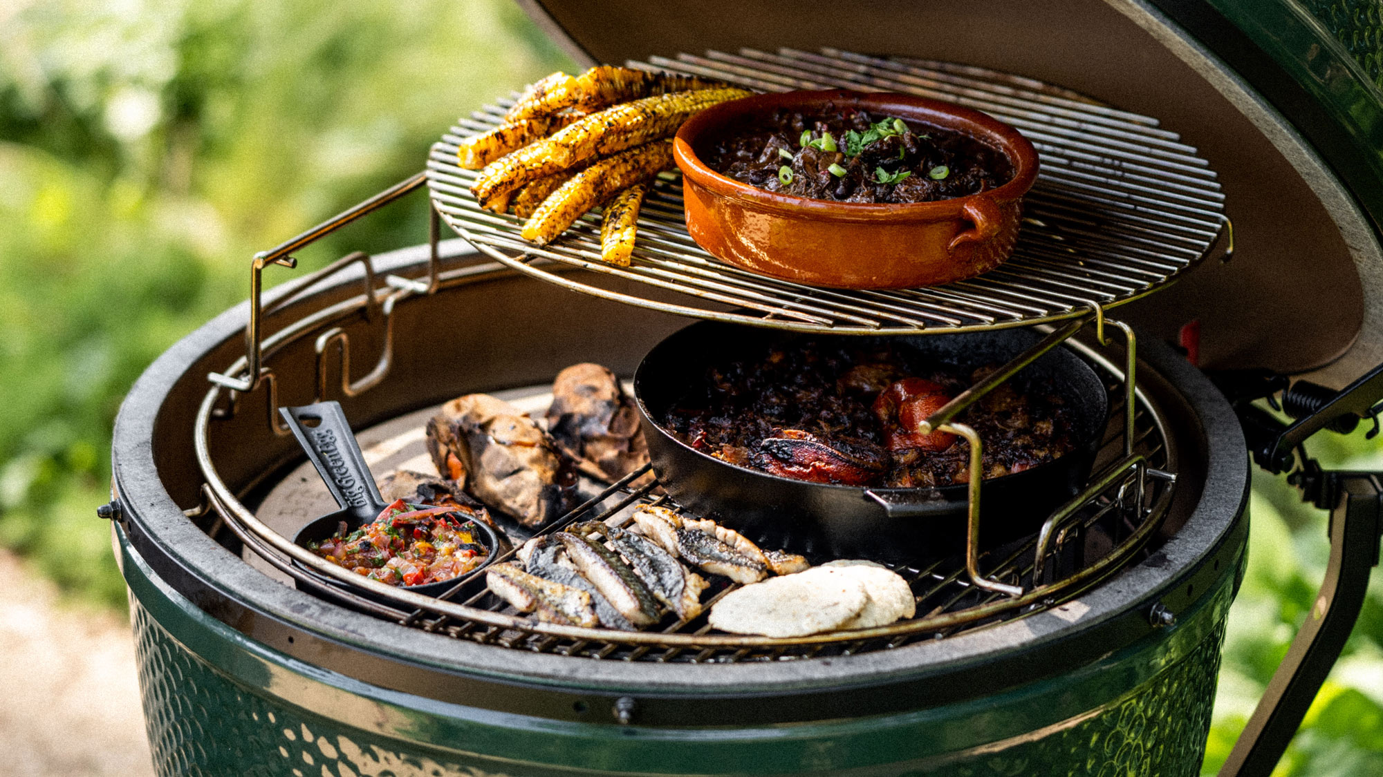 2 Piece Multi-Level Rack EGGspander | Ceramic Charcoal BBQs | Big