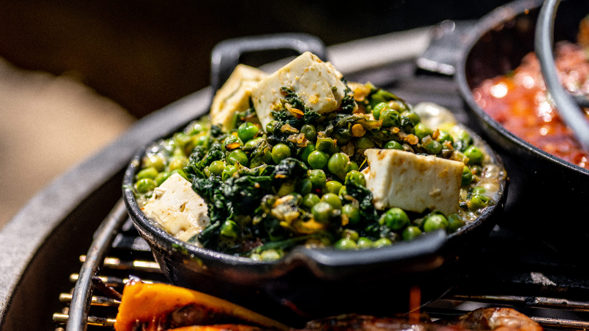 Mattar Paneer | Pan cooking | Vegetarian | Big Green Egg