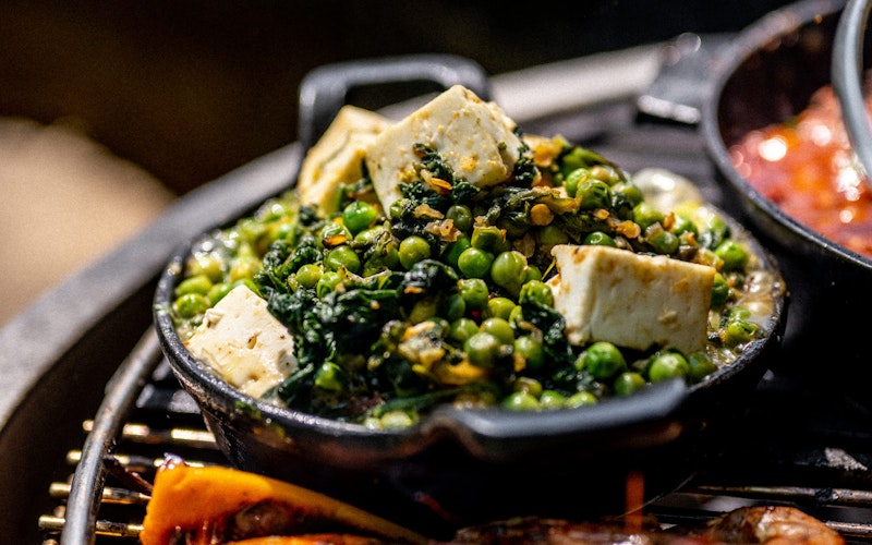 Mattar Paneer | Pan cooking | Vegetarian | Big Green Egg