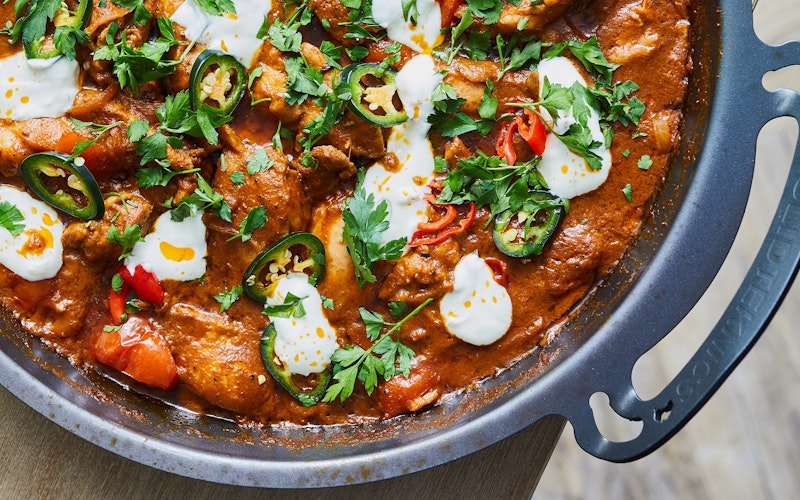 butter chicken close up