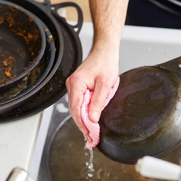 Washing iron cookware