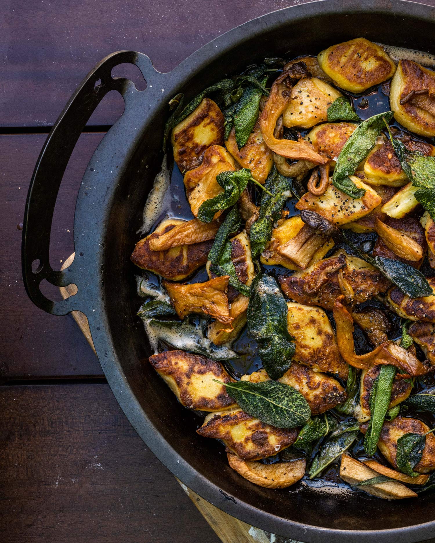 Gnocchi with sage butter and wild mushrooms | Pan cooking | Vegetarian recipes | Big Green Eggs