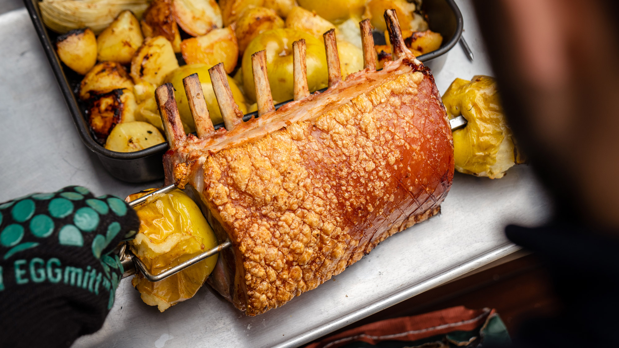 Pork Loin with Sticky Potatoes and Apple Fennel Sauce