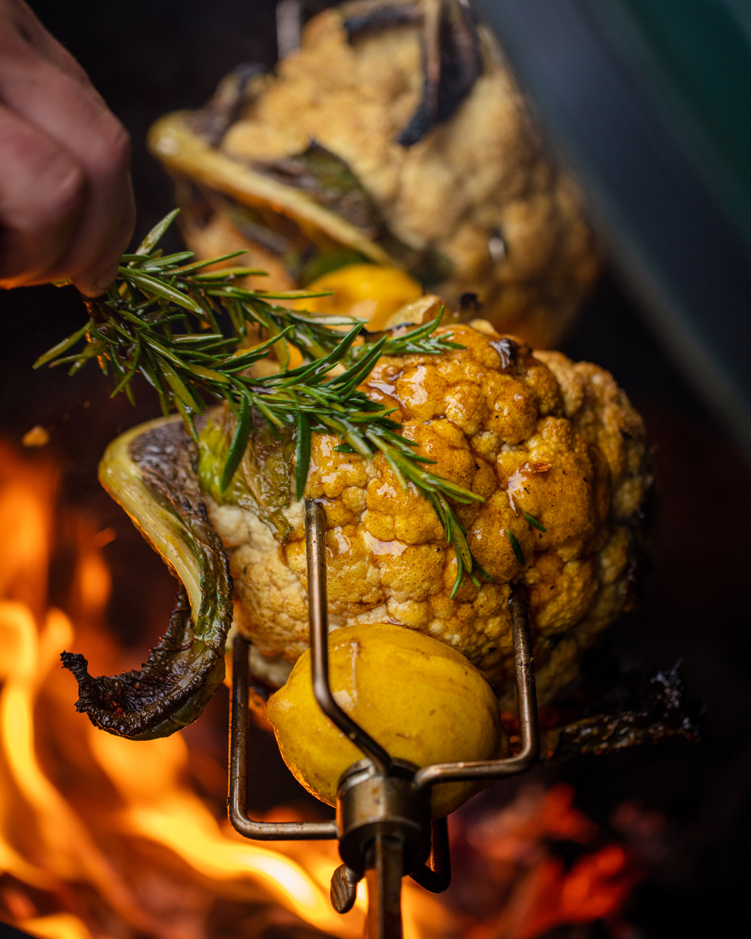 Rotisserie Cauliflower with North African Yoghurt  | Vegetarian recipes | Rotisserie | Big Green Egg