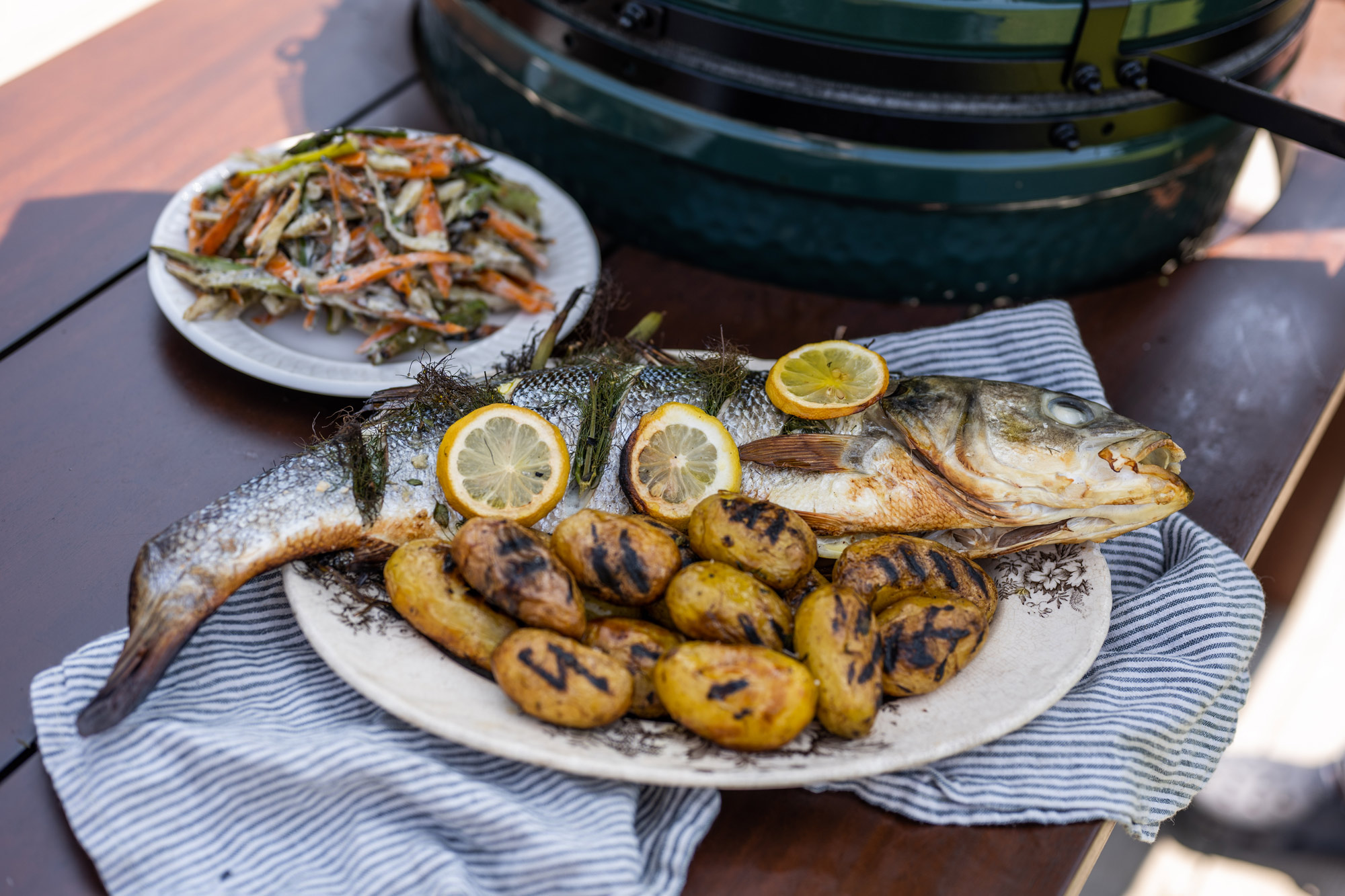 Fish Supper on the EGGspander| EGGspander System recipes | Big Green Egg