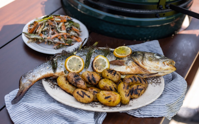 Fish Supper on the EGGspander| EGGspander System recipes | Big Green Egg