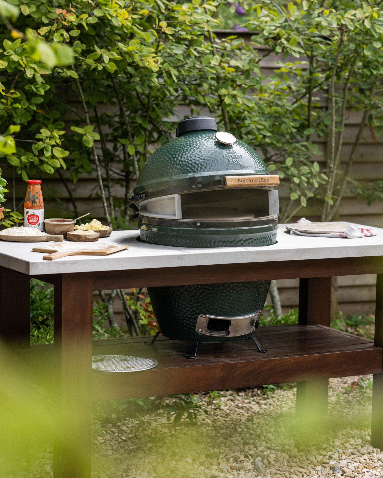 Stainless Steel Topped Premium Royal Mahogany Table | Tables | Bases | Big Green Egg