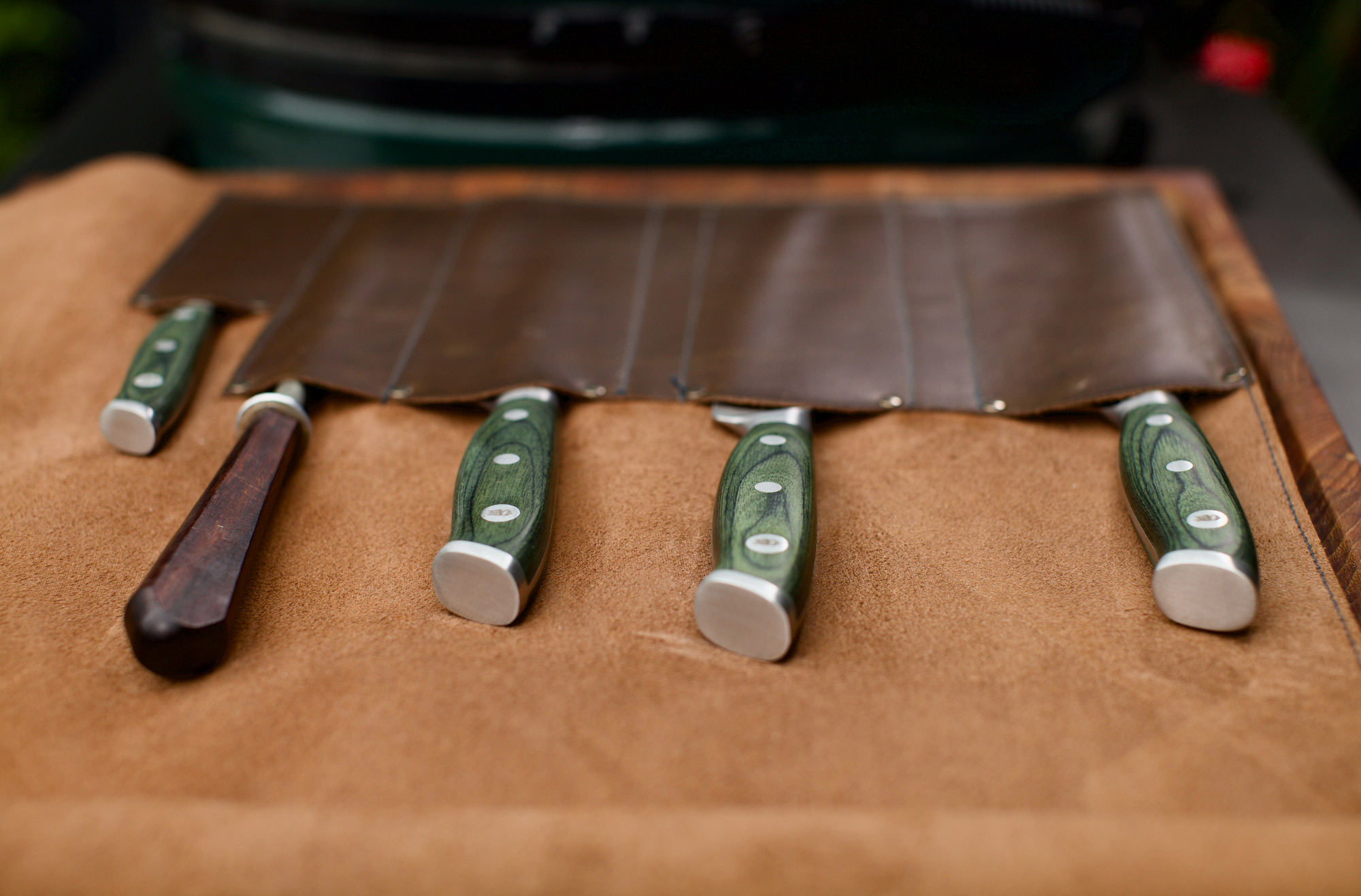 Big Green Egg Leather Knife Roll | Utensils | Big Green Egg