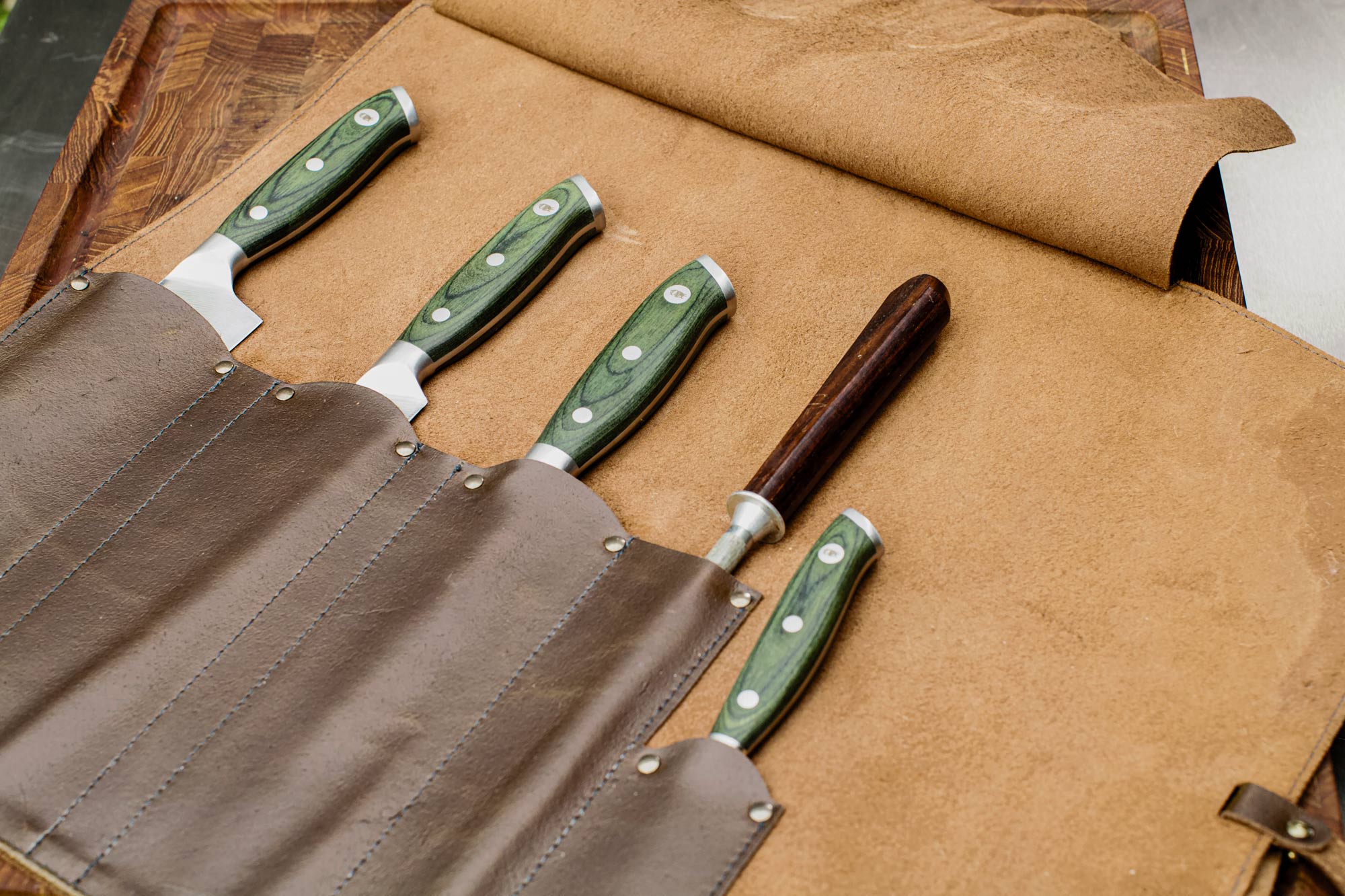 Big Green Egg Leather Knife Roll | Utensils | Big Green Egg