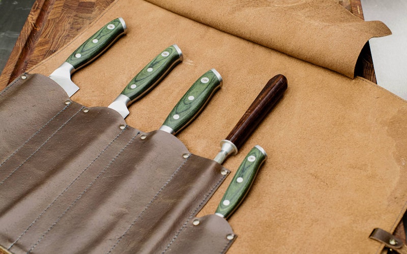 Big Green Egg Leather Knife Roll | Utensils | Big Green Egg