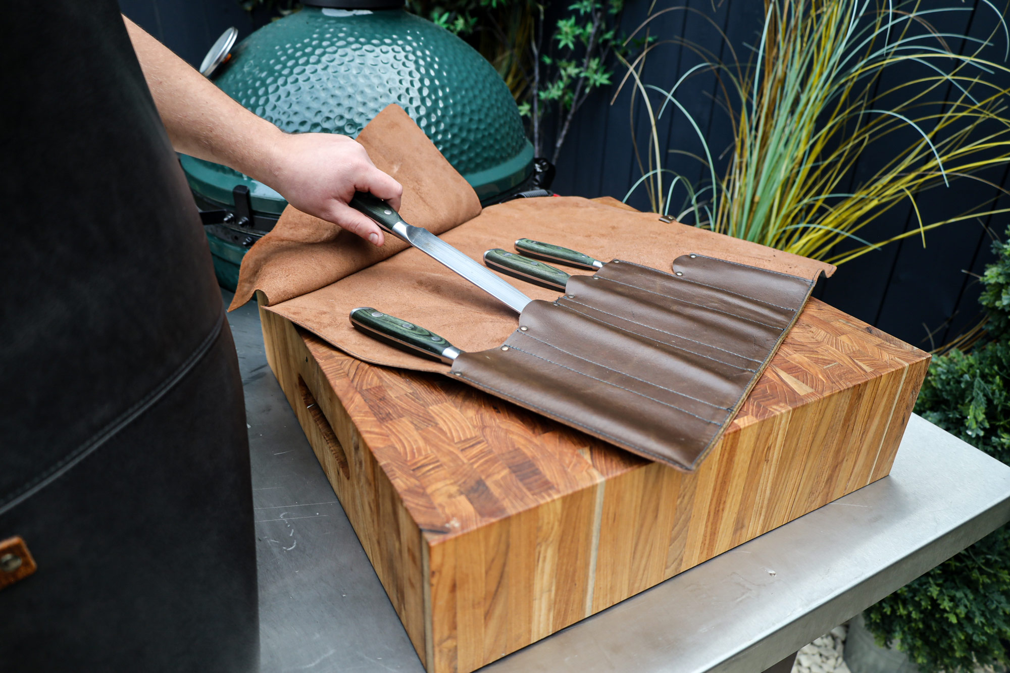 Big Green Egg Leather Knife Roll | Utensils | Big Green Egg