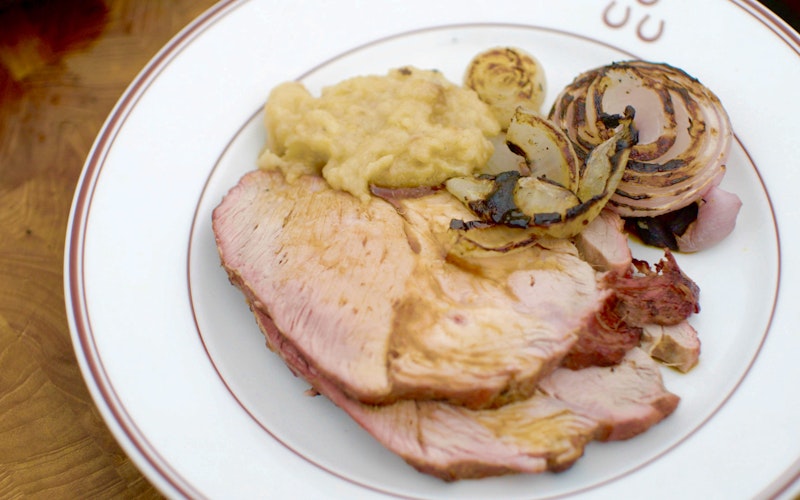 Margot Henderson Three Horseshoes Pork Collar | Grilling & Roasting recipes | Pork | Big Green Egg