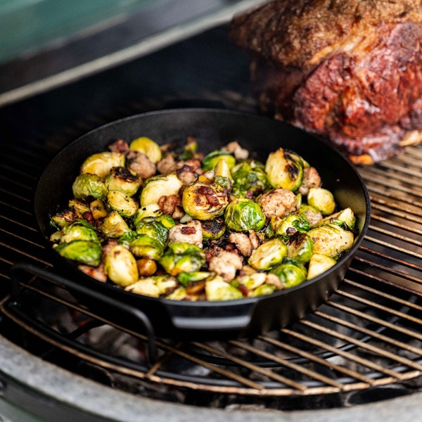 A mouthwatering Christmas combination of sprouts, bacon and sausage