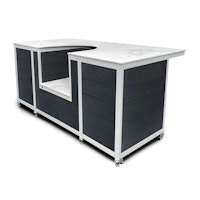 Outdoor Kitchen Island Auro Top with Burnt Cedar Boards, with Bar