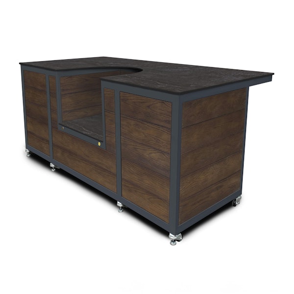 Outdoor Kitchen Island Laos Top with Antique Oak Boards, with Bar