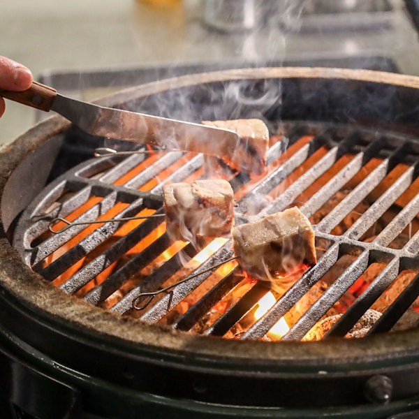 Tom Booton 50 Recipes | Lamb belly skewers with green peppercorn sauce | Big Green Egg