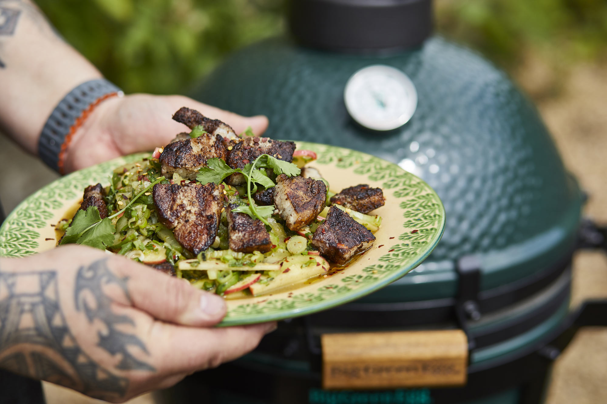 Matt Burgess | 50 Recipes | Salted Pork Salad With Blak Fire Dressing | Pork | Grilling recipes | Big Green Egg