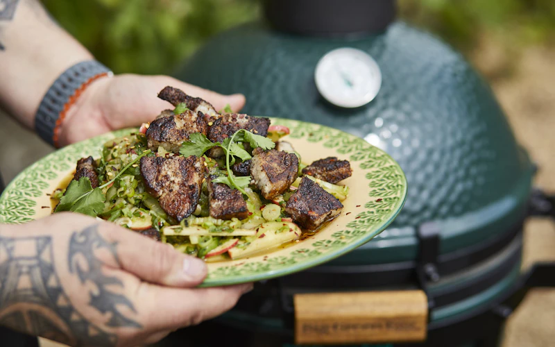 Matt Burgess | 50 Recipes | Salted Pork Salad With Blak Fire Dressing | Pork | Grilling recipes | Big Green Egg
