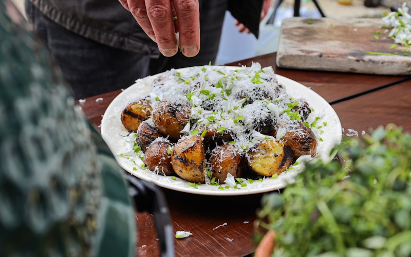 Smoky new potatoes with seaweed butter and Cornish Gouda | Gill Meller 50 Recipes | Veggie recipes | Grilling | Pan Cooking | Big Green Egg