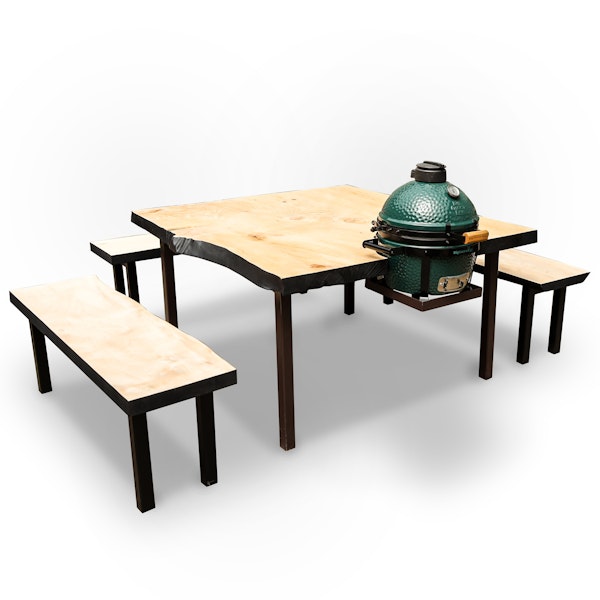 Handmade English Cedar Feasting Table for MiniMax EGG with 3 Benches