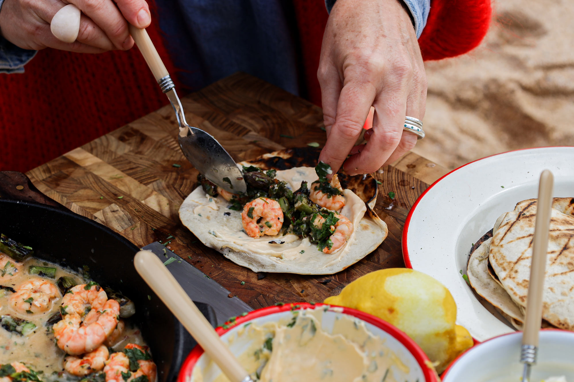 Prawn Tacos | Emily Scott | 50 Recipes | Pan Cooking | Grilling | Seafood recipes | Big Green Egg