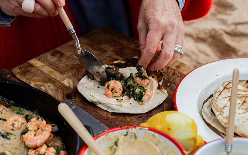 Prawn Tacos | Emily Scott | 50 Recipes | Pan Cooking | Grilling | Seafood recipes | Big Green Egg