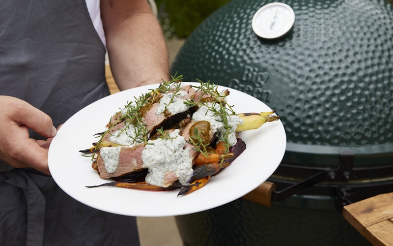 HARISSA LAMB LEG WITH CARROTS AND PICKLED BEETS | Goodwood 50 Recipes | Lamb recipes | Grilling | Roasting | Big Green Egg
