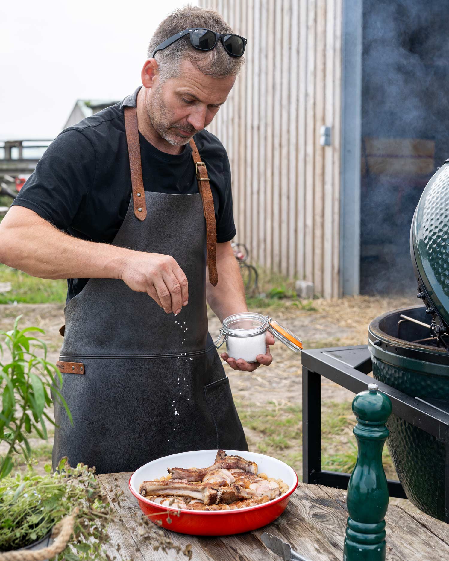 Pork Chops with Braised Butter Beans and Brassica Salsa Verde | Ross Geach 50 Recipes | EGGtoberfest | Big Green Egg | Pork recipes