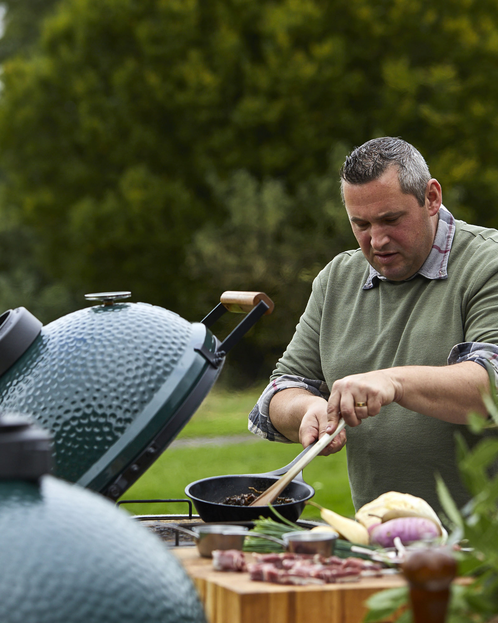 Edit Grilled Muntjac Cutlets, Pickled Walnut Ketchup, Autumn Radish and Pear Salad | Mark Kempson | 50 Recipes | Big Green Egg | Holland & Holland