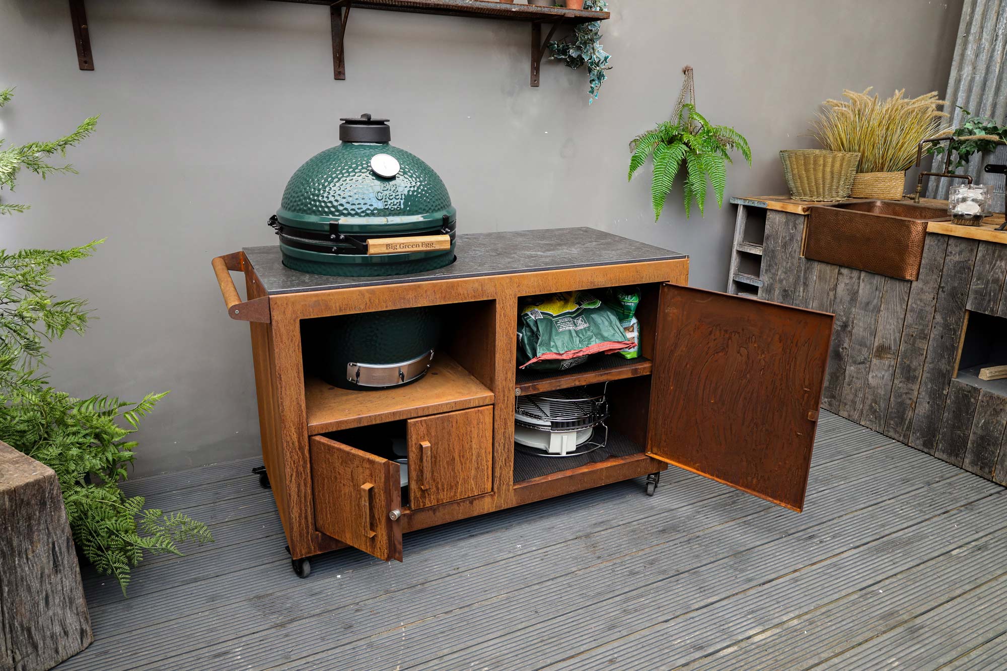 Corten Steel Kitchen for Large Big Green Egg  | Bases | Big Green Egg