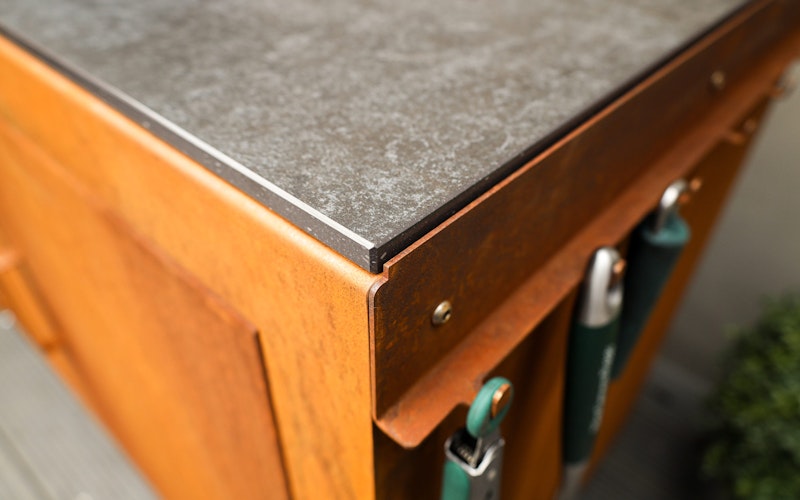Corten Steel Kitchen for Large Big Green Egg  | Bases | Big Green Egg