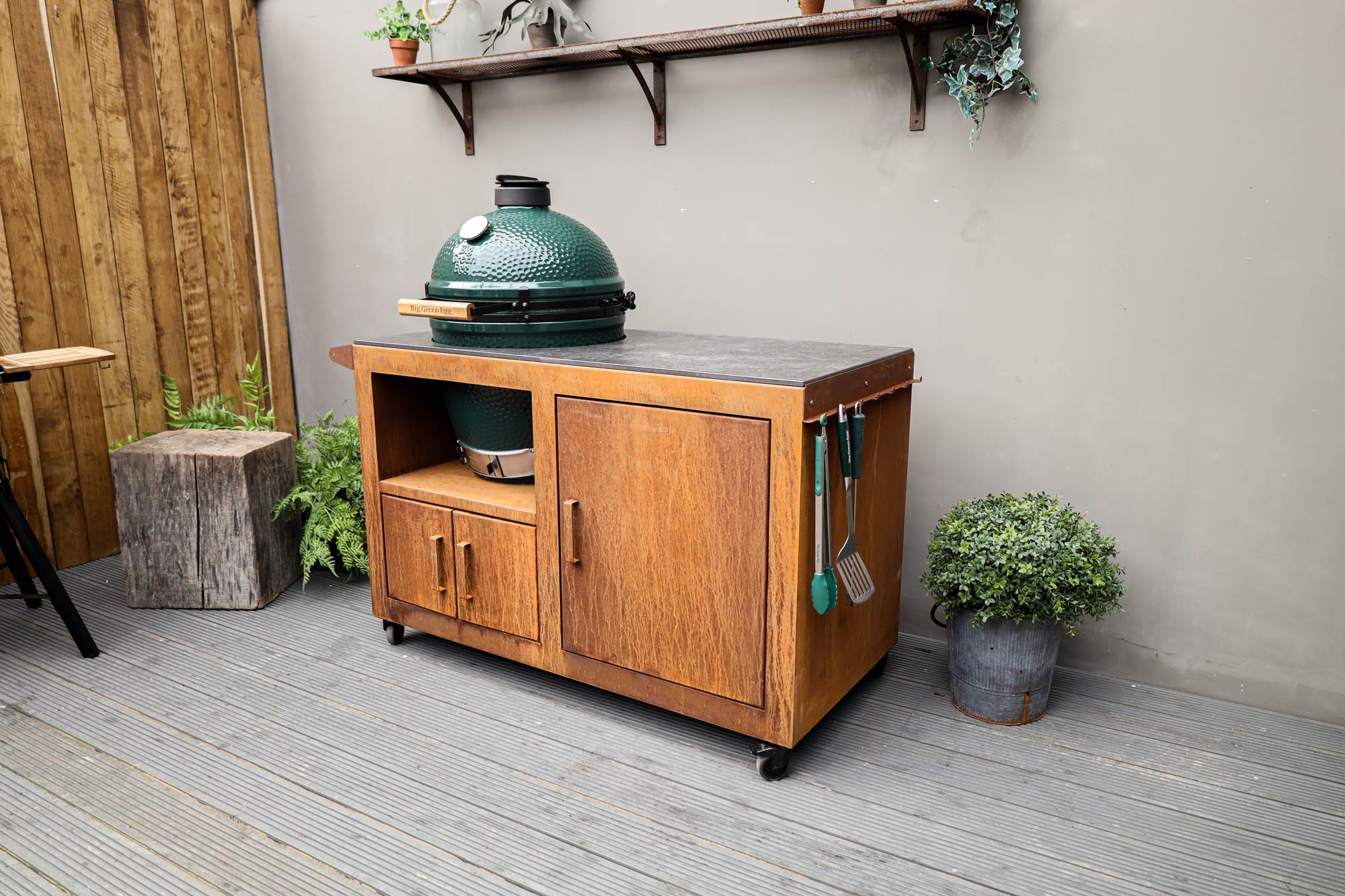 Corten Steel Kitchen for Large Big Green Egg  | Bases | Big Green Egg