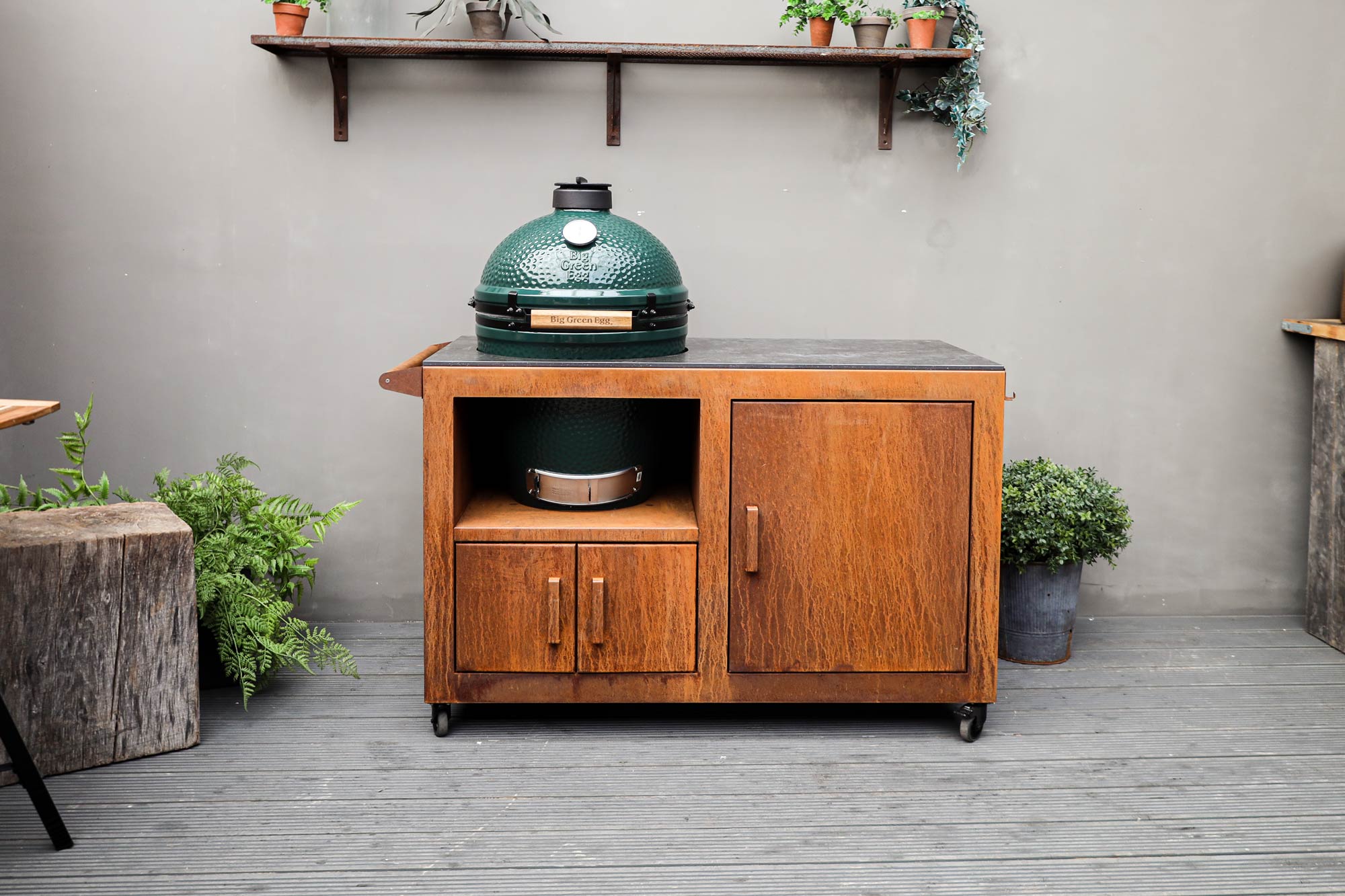 Corten Steel Kitchen for Large Big Green Egg  | Bases | Big Green Egg
