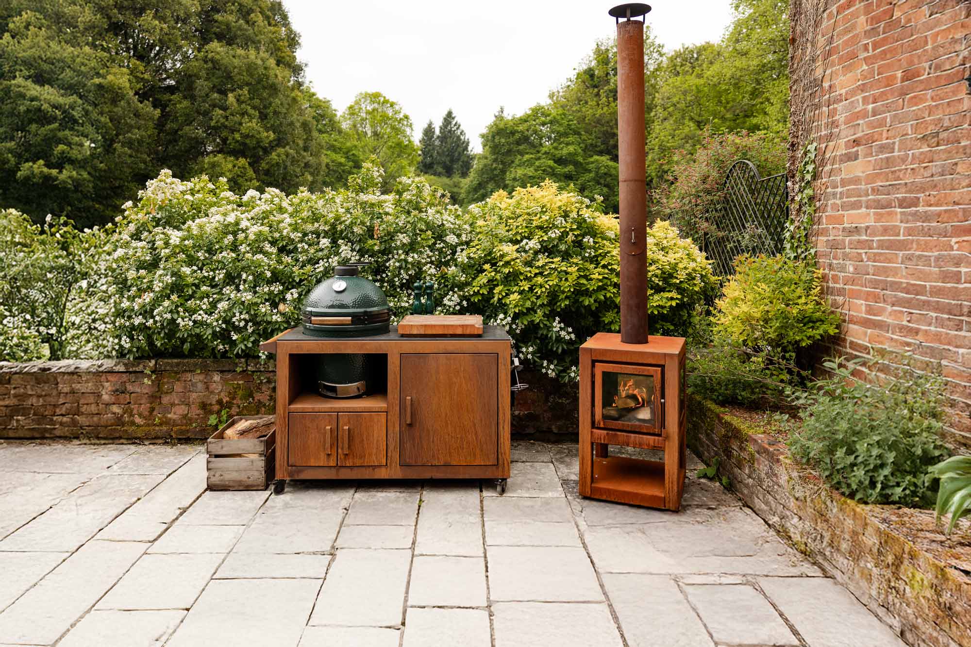 Corten Steel Kitchen for Large Big Green Egg  | Bases | Big Green Egg