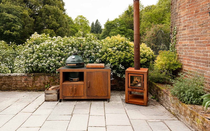 Corten Steel Kitchen for Large Big Green Egg  | Bases | Big Green Egg