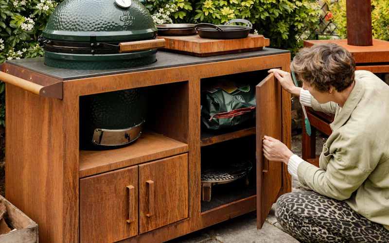 Corten Steel Kitchen for Large Big Green Egg | Bases | Big Green Egg